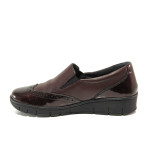 Винени дамски обувки с равна подметка, естествена кожа - всекидневни обувки за есента и зимата N 100014331