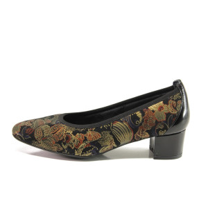 Жълти дамски обувки със среден ток, естествена кожа - всекидневни обувки за есента и зимата N 100014297