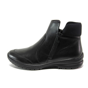 Черни дамски боти, естествена кожа - ежедневни обувки за есента и зимата N 100014380