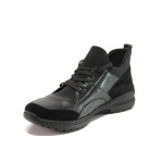 Черни дамски боти, естествена кожа - всекидневни обувки за есента и зимата N 100014391