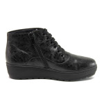 Черни дамски боти, естествена кожа - ежедневни обувки за есента и зимата N 100014359