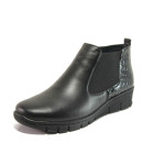Черни дамски боти, естествена кожа - ежедневни обувки за есента и зимата N 100014361