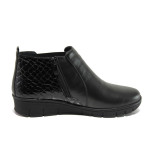 Черни дамски боти, естествена кожа - ежедневни обувки за есента и зимата N 100014361