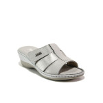 Анатомични сиви дамски чехли, естествена кожа - ежедневни обувки за пролетта и лятото N 100014022