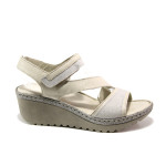 Анатомични бежови дамски сандали, естествена кожа - ежедневни обувки за пролетта и лятото N 100014024