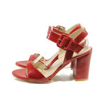 Червени дамски сандали, лачена еко кожа - ежедневни обувки за пролетта и лятото N 100014034