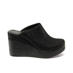 Черни дамски чехли, естествена кожа - ежедневни обувки за пролетта и лятото N 100014035