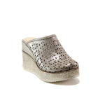 Бежови дамски чехли, естествена кожа - ежедневни обувки за пролетта и лятото N 100014036
