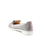 Анатомични Сребристи дамски обувки с равна подметка, естествена кожа - ежедневни обувки за пролетта и лятото N 100014064