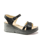 Черни дамски сандали, здрава еко-кожа - ежедневни обувки за пролетта и лятото N 100014063