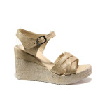 Бежови дамски сандали, здрава еко-кожа - ежедневни обувки за пролетта и лятото N 100014030