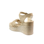 Бежови дамски сандали, здрава еко-кожа - ежедневни обувки за пролетта и лятото N 100014030
