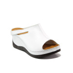 Анатомични бели дамски чехли, естествена кожа - ежедневни обувки за пролетта и лятото N 100014083