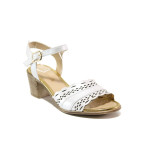 Бели дамски сандали, естествена кожа - ежедневни обувки за пролетта и лятото N 100014090