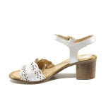 Бели дамски сандали, естествена кожа - ежедневни обувки за пролетта и лятото N 100014090