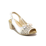 Бежови дамски сандали, естествена кожа - ежедневни обувки за пролетта и лятото N 100014091
