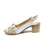 Бежови дамски сандали, естествена кожа - ежедневни обувки за пролетта и лятото N 100014091