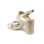 Бежови дамски сандали, здрава еко-кожа - ежедневни обувки за пролетта и лятото N 100014095
