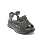 Черни дамски сандали, естествена кожа - ежедневни обувки за пролетта и лятото N 100014099