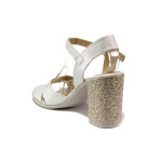 Бели дамски сандали, здрава еко-кожа - ежедневни обувки за пролетта и лятото N 100014094