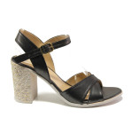 Сиви дамски сандали, здрава еко-кожа - ежедневни обувки за пролетта и лятото N 100014093