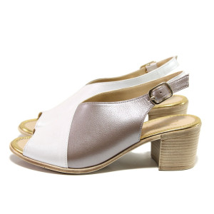 Бели дамски сандали, естествена кожа - ежедневни обувки за пролетта и лятото N 100014092