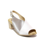 Бели дамски сандали, естествена кожа - ежедневни обувки за пролетта и лятото N 100014092