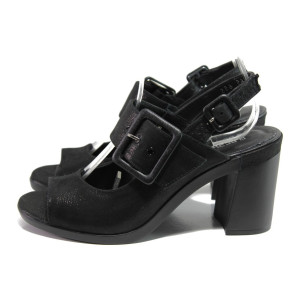 Анатомични черни дамски сандали, естествена кожа - ежедневни обувки за пролетта и лятото N 100014087