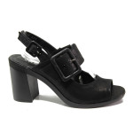 Анатомични черни дамски сандали, естествена кожа - ежедневни обувки за пролетта и лятото N 100014087