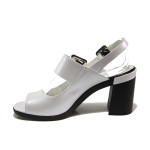 Анатомични бели дамски сандали, естествена кожа - ежедневни обувки за пролетта и лятото N 100014088