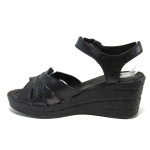Черни дамски сандали, естествена кожа - ежедневни обувки за пролетта и лятото N 100014198