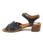 Тъмносини дамски сандали, естествена кожа - ежедневни обувки за пролетта и лятото N 100014204