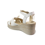 Бели дамски сандали, естествена кожа - ежедневни обувки за пролетта и лятото N 100014202