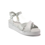Бели дамски сандали, естествена кожа - ежедневни обувки за пролетта и лятото N 100014205