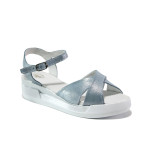 Светлосини дамски сандали, естествена кожа - ежедневни обувки за пролетта и лятото N 100014206