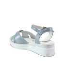 Светлосини дамски сандали, естествена кожа - ежедневни обувки за пролетта и лятото N 100014206