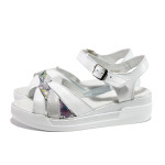 Бели дамски сандали, естествена кожа - ежедневни обувки за пролетта и лятото N 100014207