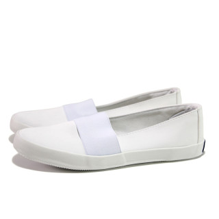 Бели спортни дамски обувки, текстилна материя - ежедневни обувки за пролетта и лятото N 100014210