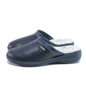 Тъмносини дамски чехли, здрава еко-кожа - ежедневни обувки за целогодишно ползване N 100014232