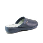 Тъмносини дамски чехли, здрава еко-кожа - ежедневни обувки за целогодишно ползване N 100014232