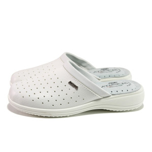 Бели анатомични дамски чехли, здрава еко-кожа - ежедневни обувки за целогодишно ползване N 100014231