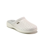 Бели дамски чехли, здрава еко-кожа - ежедневни обувки за целогодишно ползване N 100014231