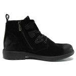 Черни дамски боти, естествен велур - ежедневни обувки за есента и зимата N 100014469