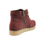 Винени дамски боти, естествен набук - ежедневни обувки за есента и зимата N 100014460