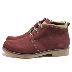 Винени дамски боти, естествен набук - ежедневни обувки за есента и зимата N 100014465