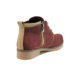Винени дамски боти, естествен набук - ежедневни обувки за есента и зимата N 100014465