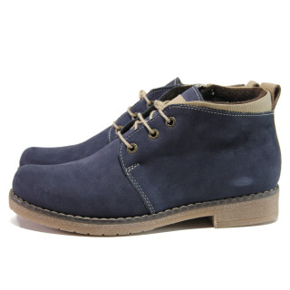 Сини дамски боти, естествен набук - ежедневни обувки за есента и зимата N 100014466