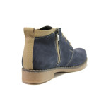 Сини дамски боти, естествен набук - ежедневни обувки за есента и зимата N 100014466
