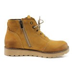 Жълти дамски боти, естествен набук - ежедневни обувки за есента и зимата N 100014461