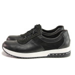 Черни дамски обувки с равна подметка, естествена кожа - спортни обувки за есента и зимата N 100014488